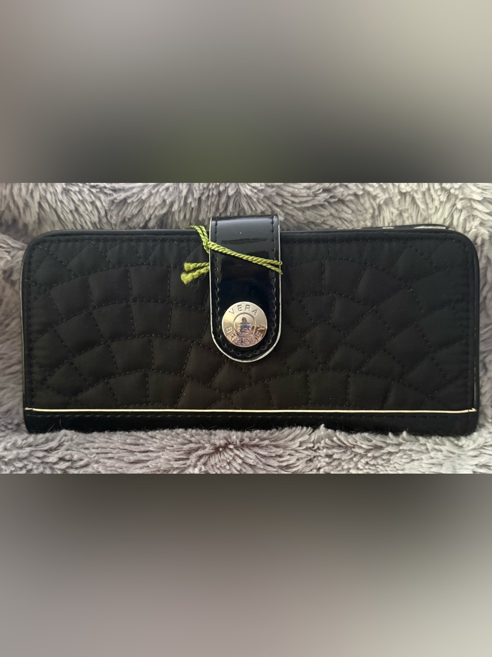 Vera Bradley Cafe Quilted Wallet~ Black/retired Cafe Latte pattern NWT